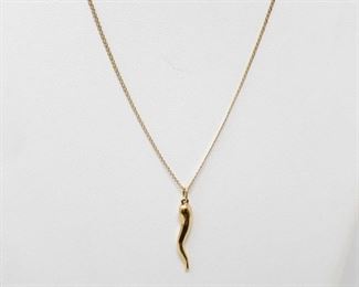 14k Gold Necklace W/ Pendent, 3g
Weighs Approx 3g, measures Approx 21"