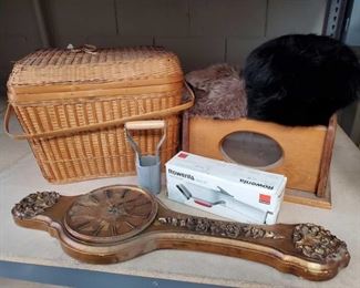 2125	

Fur Items, Rowenta Steam Brush, basket, Woden Chest, Clock, and More
Fur Items, Rowenta Steam Brush, basket, Woden Chest, Clock, and More
