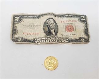 1674	

Series 1953 B, 2 Dollar Bill And Nebraska State Quarter
Series 1953 B, 2 Dollar Bill.