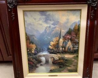 Thomas Kinkade , Giclee on canvas
Mountain Chapel, 24” x 28.5”
Certificate of Authenticity
$400 ... not 1/2 off, ONLY 25% off