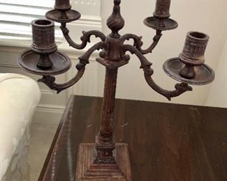 Metal candelabra
17” H x 15” W
$12