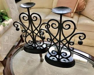 Pair of metal candle holders
20” H x 14” W
$38