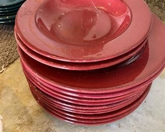 Red dishes, a few small chips
$5