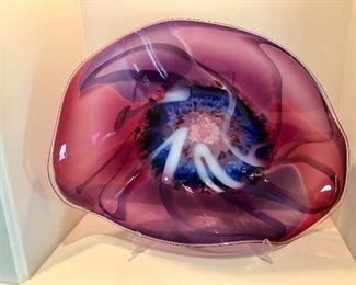 Signed blown glass bowl
30” x 22”
$110
