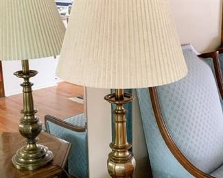 $50 for PAIR - PAIR of Brass Table Lamps - 35" H to top of shade