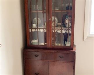 $60 - Vintage China Cabinet - 32" L x 15.75" W x 67" H