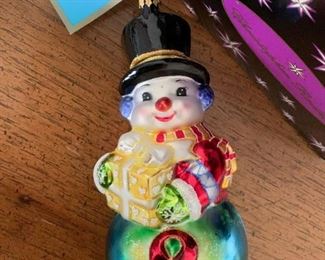 $8 - Radko Ornament - Snowman with Red Ribbon