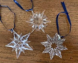 $100 for Set of 3 - Swarovski Crystal Ornaments - Snowflakes (no box)