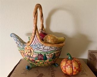 $22 - Jim Shore Figurine / Basket - Basket of Plenty (has box)