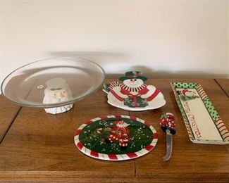 $12 - Lot of Christmas Dishes / Platters, Etc. (5 pieces as shown) 