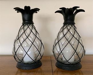 $10 - Pair of Pineapple Hurricane Candle Holders