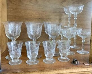 $20 - Lot of Etched Stemware (16 pieces)