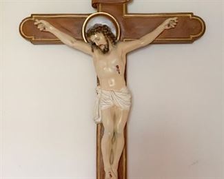 $60 - Vintage Ceramic Wall Crucifix - 23.5" H x 17.75" W 