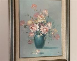 $25 - Framed Still Life Painting, Signed Peters - 17" L x 20.75" H