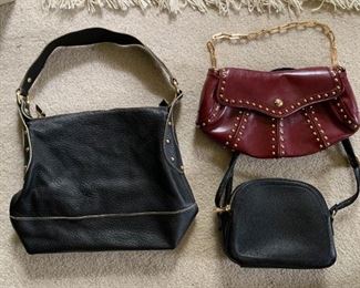 $20 - Lot of 3 Purses / Handbags (Black, Deep Red, Gold Accents)