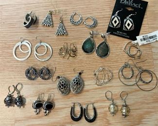 $48 - Jewelry LOT 1 - 16 pairs of earrings (all shown here)
