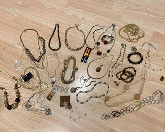 $150 - Jewelry LOT 24 - Mixed Lot (20 Necklaces, 5 pr Earrings, 6 Bracelets, 1 Pendant), all shown here