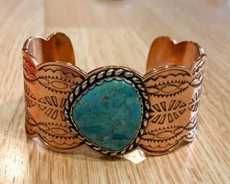 $60 - Jewelry LOT 32 - 1 American West Cuff Bracelet -  Turquoise & Copper Plated Sterling Silver (comes with box)