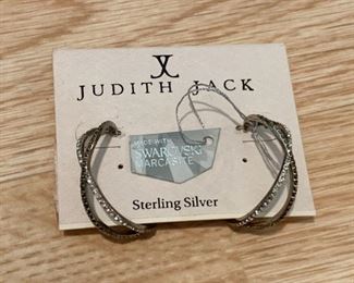 $12 - Jewelry LOT 36 - 1 Pair Judith Jack Earrings - Swarovski Marcasite & Sterling Silver