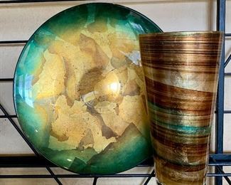 Art Glass Platter and Vase: $32

