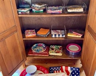 Lot of Paper and Lobster/Summer Items: $20 - also, this is the inside of the cabinet!