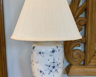 Tall Table Lamp with Blue Flowers: $75