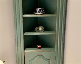 Item 82: Aqua Blue Corner Cabinet, 23 x 67.5 tall: $250