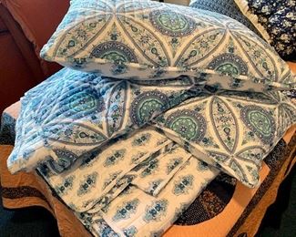 Blue, White and Aqua - Twin coverlets, pillows with shams: $75