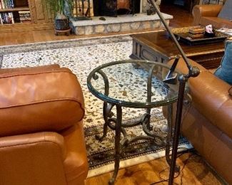 Item 126: Restoration HW Style Standing Lamp: $145 Item 68: Wrought Iron and Glass Side Table: $175
