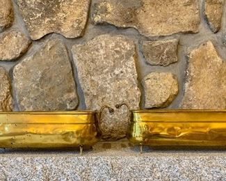 Two brass troughs with ceramic handles: $28
