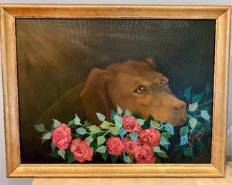 Signed Dog Painting: $45