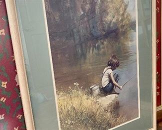 Item 94: Boy Fishing signed A. (Adolph) Sehring - $75