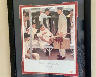 Item 26: Norman Rockwell: The Rookie, signed by Mickey McDermott, certified by SGC, 21" x 18": $125
