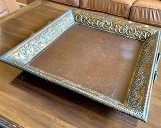 Large Coffee Table Tray, leather interior: $28