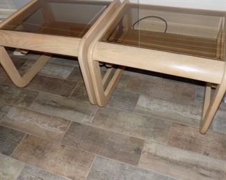 Pair Blonde End Tables
