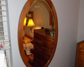 Oval Wood Beveled Mirror