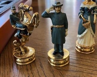Chess set with bronze and pewter(?) civil war pieces.