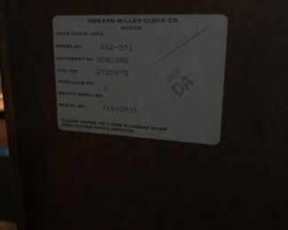 Howard Miller Clock.