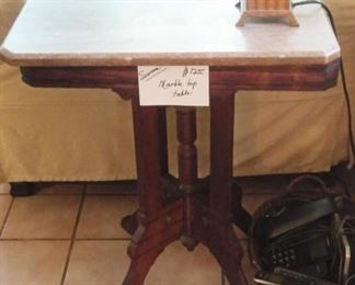 Marble-top Victorian side table $125