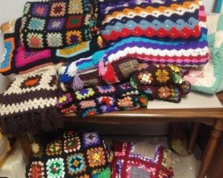 Assorted Hand Knitted Blankets $10-$40