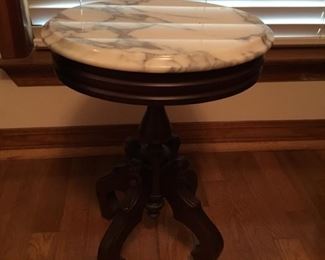 4. Small round side table, marble top  16”D x 19.5”H	              
                                           $75