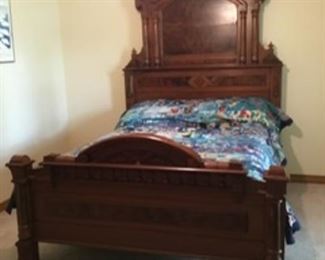 9.  Eastlake bed full size bed - with mattress			 
                     $450           63.5”W  x 88”T x 79.5”L                
                  (has pediment not shown)

