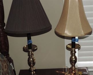 PAIR OF BRASS LAMPS