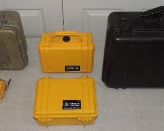 LOT OF HEAVY DUTY WATER PROOF PELICAN HARD SHELL BOXES