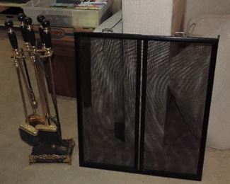 FIREPLACE TOOLS AND SCREEN