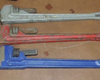(3) HUGE PIPE WRENCHES