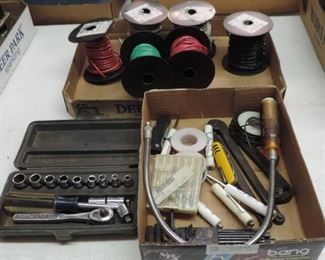 LOT WITH WIRE, SOCKET SET AND MORE