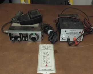 POWER SUPPLY, CB RADIO, AND ADVERTISING THERMOMETER