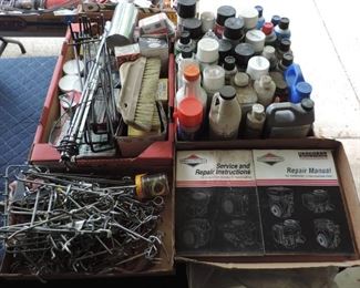 LOT WITH PEG BOARD CLIPS, CHEMICALS, AND MORE
