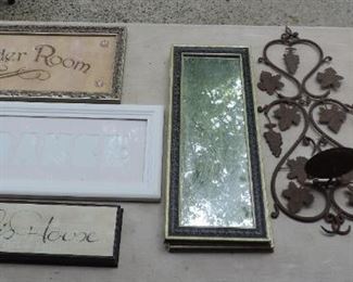 GREAT HOUSEHOLD LOT WITH MIRRORS, PICTURES, AND CANDLE HOLDERS